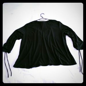 Black Venezia tie sleeve blouse